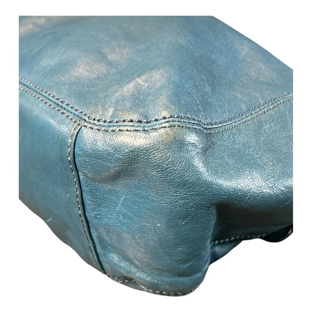 Michael Kors Leather Teal Lillie Chain Handle Shoulder Bag Tote Purse